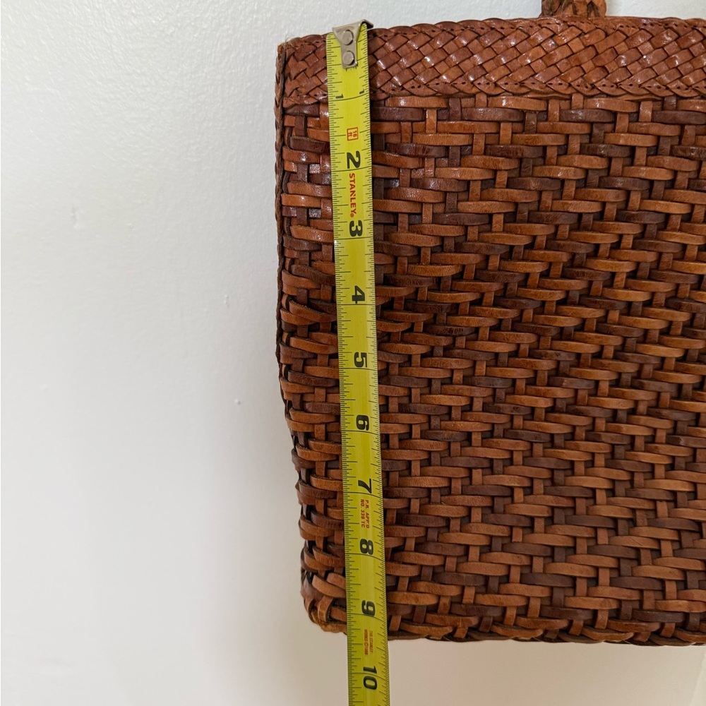Woven Leather Tote Bag in Brown - Picture 10 of 12